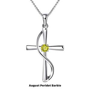New  925 Sterling Silver Birthstone Cross  Charm pendant